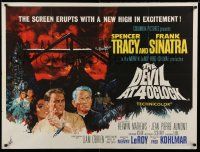 4t516 DEVIL AT 4 O'CLOCK British quad '61 Howard Terpning artwork of Spencer Tracy & Frank Sinatra