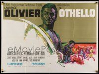 4t563 OTHELLO British quad '66 art of Laurence Olivier in the title role, Shakespeare!