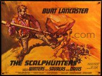4t573 SCALPHUNTERS British quad '68 great art of Burt Lancaster dropping boulder on enemies!
