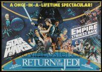 4t583 STAR WARS TRILOGY British quad '80s Empire Strikes Back, Return of the Jedi!