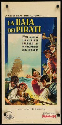 4t276 FURY AT SMUGGLERS' BAY Italian locandina '63 Cushing, John Gilling English ship adventure!