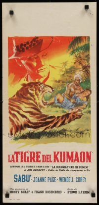 4t291 MAN-EATER OF KUMAON Italian locandina R60s Sabu, Wendell Corey, Joanne Page, cool art of tiger