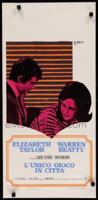 4t298 ONLY GAME IN TOWN Italian locandina '70 Elizabeth Taylor & Warren Beatty in love in Vegas!