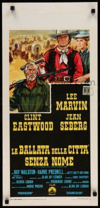 4t299 PAINT YOUR WAGON Italian locandina '70 Colizzi art of Clint Eastwood, Marvin & Jean Seberg!