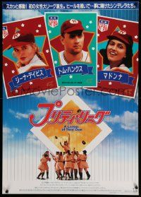 4t639 LEAGUE OF THEIR OWN Japanese 29x41 '92 Tom Hanks, Madonna, Geena Davis, women's baseball!