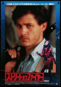 4t659 STREETS OF FIRE Japanese 29x41 '84 Walter Hill, super close-up image of Michael Pare!