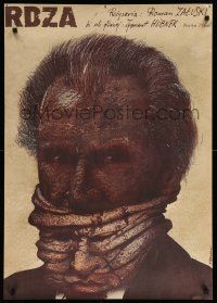 4t975 RDZA Polish 26x37 '81 Zygmunt Hubner, bizarre Pagowski art of man w/face mask!