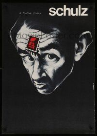 4t982 SCHULZ exhibition Polish 26x37 '83 dark Bednarski artwork of man with stamp on forehead!