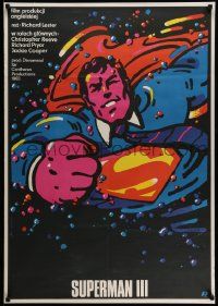 4t988 SUPERMAN III Polish 27x38 '85 different art of Christopher Reeve by Waldemar Swierzy!