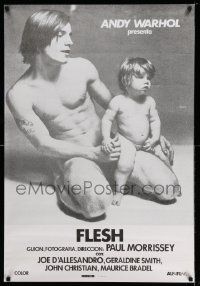 4t084 ANDY WARHOL'S FLESH Spanish '82 image of naked Joe Dallesandro & infant!