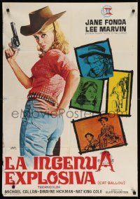 4t086 CAT BALLOU Spanish '65 classic sexy cowgirl Jane Fonda, Lee Marvin, great Jano art!