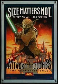 4w075 ATTACK OF THE CLONES style A IMAX DS 1sh '02 Star Wars Episode II, art of Yoda!