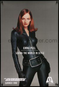 4w085 AVENGERS teaser 1sh '98 sexy Uma Thurman as Emma Peel - saving the world in style!