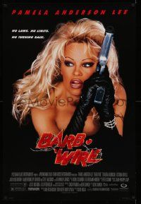 4w090 BARB-WIRE DS 1sh '96 sexiest comic book hero Pamela Anderson in title role w/gun!