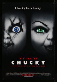 4w136 BRIDE OF CHUCKY advance DS 1sh '98 Child's Play 4, Chucky Gets Lucky, creepy dolls!