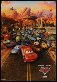 4w157 CARS advance 1sh '06 Walt Disney Pixar animated automobile racing, great cast image!
