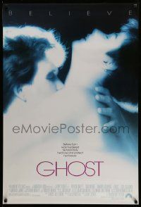 4w347 GHOST 1sh '90 classic romantic close up of dead Patrick Swayze & sexy Demi Moore!