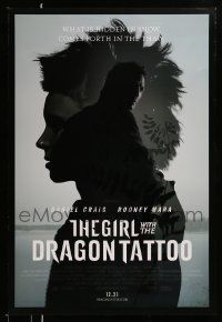 4w353 GIRL WITH THE DRAGON TATTOO advance DS 1sh '11 Daniel Craig, sexy Rooney Mara!