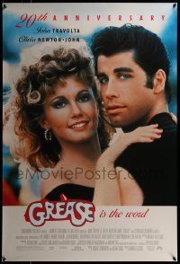 4w375 GREASE DS 1sh R98 close up of John Travolta & Olivia Newton-John in a most classic musical!