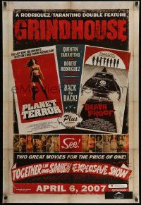 4w383 GRINDHOUSE advance DS 1sh '07 Rodriguez & Tarantino, Planet Terror & Death Proof!
