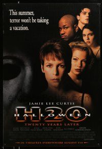 4w385 HALLOWEEN H20 advance 1sh '98 Jamie Lee Curtis sequel, terror won't be taking a vacation!