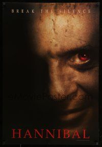 4w386 HANNIBAL teaser DS 1sh '00 creepy close up of red-eyed Anthony Hopkins as Dr. Lector!
