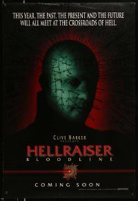 4w406 HELLRAISER: BLOODLINE teaser DS 1sh '96 Clive Barker, Pinhead at the crossroads of hell!