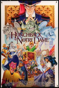 4w425 HUNCHBACK OF NOTRE DAME DS 1sh '96 Walt Disney, Victor Hugo, art of cast on parade!