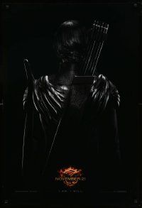 4w431 HUNGER GAMES: MOCKINGJAY - PART 1 teaser DS 1sh '14 Katniss w/ her back turned w/bow & quiver