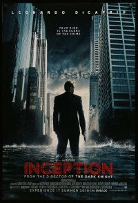 4w449 INCEPTION IMAX advance DS 1sh '10 Christopher Nolan, Leonardo DiCaprio standing in water!