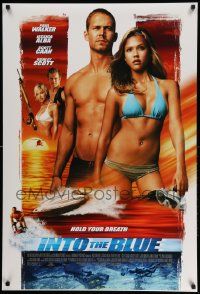 4w469 INTO THE BLUE style B int'l DS 1sh '05 sexy Jessica Alba & Paul Walker, treasure has its price
