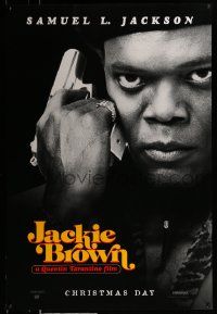 4w481 JACKIE BROWN teaser 1sh '97 Quentin Tarantino, cool image of Samuel L. Jackson with gun!