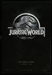 4w497 JURASSIC WORLD teaser DS 1sh '15 Jurassic Park sequel, cool image of the classic logo!