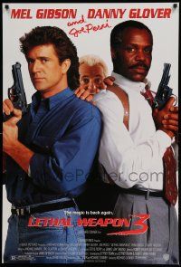 4w532 LETHAL WEAPON 3 1sh '92 great image of cops Mel Gibson, Glover, & Joe Pesci!