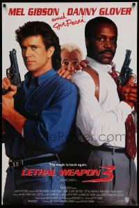 4w533 LETHAL WEAPON 3 advance 1sh '92 great image of cops Mel Gibson, Glover, & Joe Pesci!