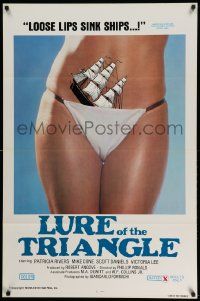 4w566 LURE OF THE TRIANGLE 1sh '78 Phillip Ronald, wild image of ship sinking in bikini!