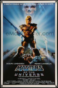 4w593 MASTERS OF THE UNIVERSE 1sh '87 great photo image of Dolph Lundgren as He-Man!
