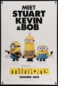 4w618 MINIONS advance DS 1sh '15 Summer style, Sandra Bullock, Michael Keaton, Stuart, Kevin & Bob!