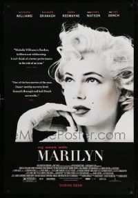 4w646 MY WEEK WITH MARILYN advance DS 1sh '11 cool close-up of Michelle Williams as Marilyn Monroe!