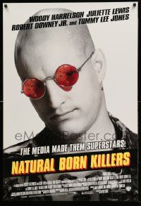 4w653 NATURAL BORN KILLERS style B DS 1sh '94 cult classic, Harrelson, cool white tagline design!