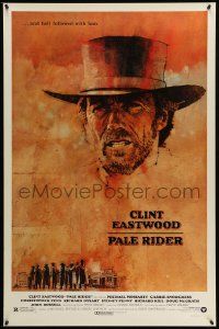 4w678 PALE RIDER 1sh '85 great artwork of cowboy Clint Eastwood by C. Michael Dudash!