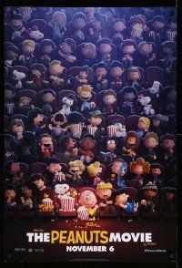 4w687 PEANUTS MOVIE style B teaser DS 1sh '15 wonderful image of all characters in movie theater!