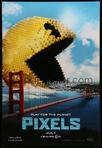 4w700 PIXELS teaser DS 1sh '15 incredible CGI image of Pac-Man gobbling up San Francisco!