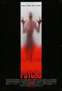 4w719 PSYCHO int'l advance DS 1sh '98 Hitchcock re-make, cool image of victim behind shower curtain!