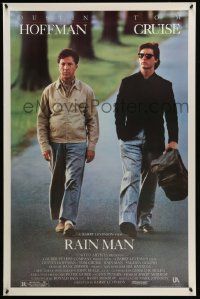 4w732 RAIN MAN 1sh '88 Tom Cruise & autistic Dustin Hoffman, directed by Barry Levinson!
