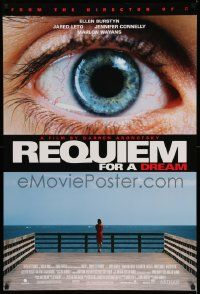 4w736 REQUIEM FOR A DREAM 1sh '00 drug addicts Jared Leto & Jennifer Connelly, cool eye image!