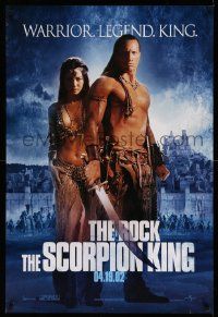 4w785 SCORPION KING teaser DS 1sh '02 The Rock is a warrior, legend, king, cool blue design