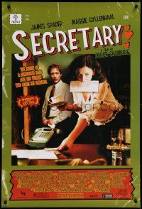 4w791 SECRETARY 1sh '02 James Spader, Maggie Gyllenhaal, cool comic cover design!