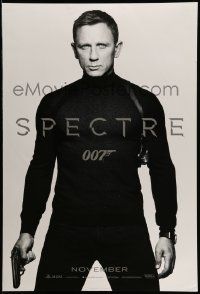 4w832 SPECTRE teaser DS 1sh '15 cool image of Daniel Craig as James Bond 007 with gun!