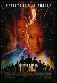 4w852 STAR TREK: FIRST CONTACT advance 1sh '96 Jonathan Frakes, Stewart, Spiner, sexy Borg Krige!